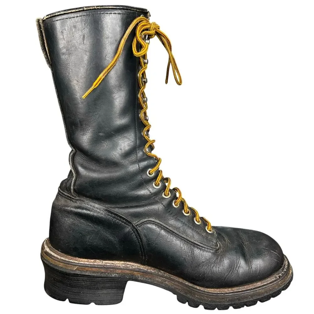 Vintage Red Wing Men’s Black Leather Logger Boots Size US 9 E